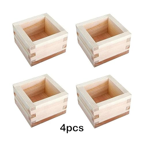 VUIUYOIES Boîte à Tasses Saki en Bois Hinoki Japonais, 4 pièces/Ensemble, Construction Durable, élégante boîte carrée en Bois Japonaise Facile - Nail Gallerys