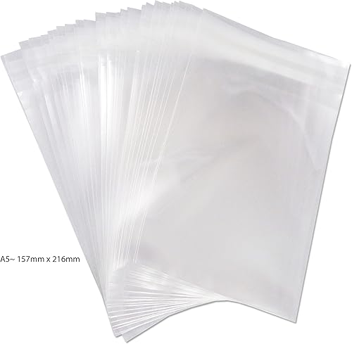 Lot de 50 sachets en cellophane auto-adhésifs transparents pour impressions A5 et photos 157 mm x 216 mm - Nail Gallerys