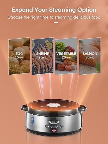 FOHERE Cuiseur Vapeur Electrique 9 L avec Programmable Minuteur, 3 Bols Empilables Amovibles pour Cuisson œufs, Légumes, Riz et Fruits de Mer, Sans BPA, 800W - Nail Gallerys