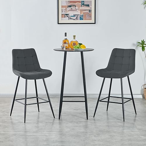 JYMTOM Tabouret de Bar Haut, Lot de 2, Chaise de Bar avec Dossier et Repose-Pieds en métal, avec Rembourrage, pour Bar, Cuisine, Salle à Manger, capacité de Charge 120 kg (2, Orange Velours) - Nail Gallerys