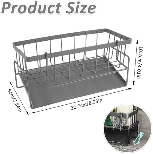 Rongxze Organisateur Evier Cuisine, Porte Eponge Evier Cuisine avec Vidange Automatique, Acier Inoxydable Sink Caddy Rangement Eponge Evier Cuisine pour Porte Eponge, Porte Serviettes (23x9x10 cm) - Nail Gallerys