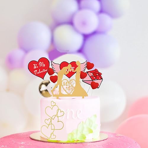 Ricofot 14 Sortes Decoration Gateau, Romantique Cake Topper Anniversaire, DIY Décoration Gateau, Cake Topper Convient pour Les Fiançailles Mariage Saint Valentin Anniversaire de Mariage - Nail Gallerys