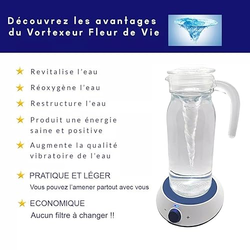 Carafe Vortex pour une eau vivante - Dynamiseur Vortex - Technologie innovante Vortex – Idéal pour les utilisateurs de filtre à osmose inverse, à charbon actif... - Nail Gallerys