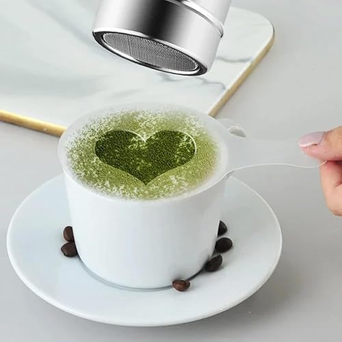 yotutun Épandeur de poudre en acier inoxydable avec 16 pochoirs à café, saupoudreur de cacao pour cappuccino, pochoirs à mousse de lait, saupoudreuse à chocolat pour pâtisserie, cuisine - Nail Gallerys