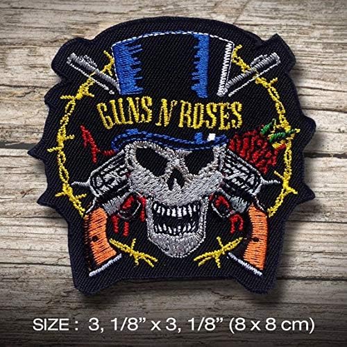 Guns N Rose Rocker Skull Hard Rock Heavy Metal Écusson Patch en fer brodé sur accessoire - Nail Gallerys