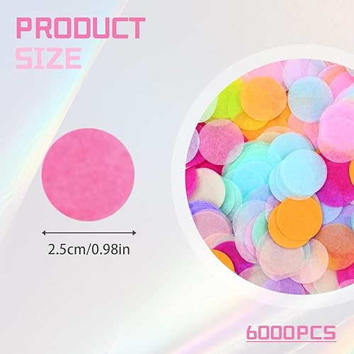 YELYTR Lot de 6000 confettis ronds multicolores pour anniversaire, mariage, fête, 2,5 cm, 50 g, multicolores, pour décoration d'anniversaire, de mariage, de fête, papier de soie pour la - Nail Gallerys