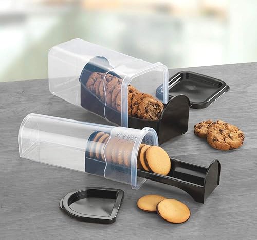Wenko 87636500 Boîtes de Rangement pour Biscuits Boîte à Biscuits, 2 pièces, Polypropylène, Transparent, 9,1 x 21,5 cm - Nail Gallerys