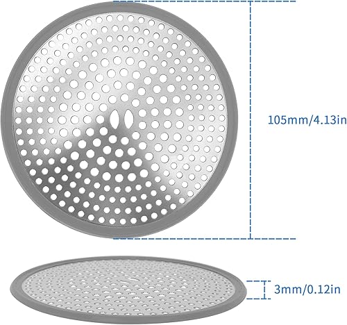 Gragloir Attrape-cheveux pour bonde de douche, 11 cm, filtre d'évier de salle de bain, couvercle de vidange en acier inoxydable pour douche, cuisine, sol, bouchon d'évier, réutilisable, robuste - Nail Gallerys