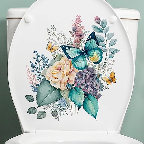 Autocollants de toilette, papillons pivoines pour abattant de toilettes, autocollants muraux imperméables pour décoration de salle de bain, décalcomanies pour abattant de toilettes - Nail Gallerys