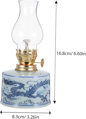 KAILIKETIY Lampe à pétrole en céramique Lampe à Huile en Verre Lampe à Huile de Chambre lanternes d'intérieur Bougies à l'huile pour l'intérieur Lanterne de pétrole Un Verre - Nail Gallerys