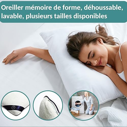 SAMPUR Oreiller Zenith | Mousse à mémoire de Forme Microperforée & Ventilée | Housse hypoallergénique et Lavable | Maintien Optimal de la Nuque (40x70 cm) - Nail Gallerys