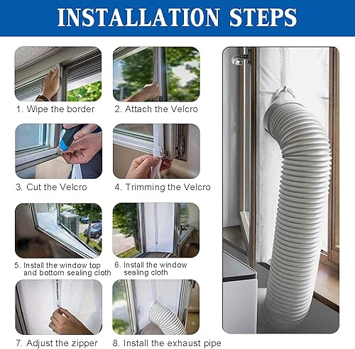 Kit Fenetre Climatiseur Mobile Tuyau Cache, Calfeutrage Fenetre Climatiseur, Joint de Fenetre & Porte Climatisation, Climatiseur Mobile - Sèche-linge - Déshumidificateurs Évacuation Facile a Installer - Nail Gallerys