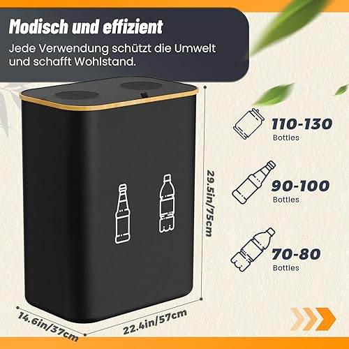 MIDINGCHAI 160L Poubelle Tri Selectif 2 Bacs, Poubelle de Tri avec Aacs Amovibles, Poubelle Cuisine Tri XXL, Bac de Tri Selectif - Idéale pour la cuisine - Nail Gallerys