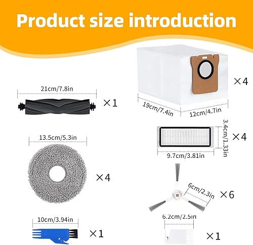 Galerie SV Lot de 21 accessoires pour aspirateur Dreame L20 Ultra, kit de rechange pour aspirateur robot Dreame L20 Ultra Complete, 1 brosse principale, 4 filtres, 6 brosses de bord, 4 chiffons, 4 - Nail Gallerys