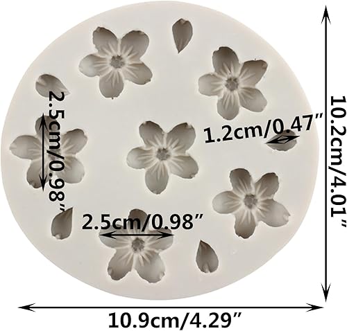MINFEIDMS Moule en silicone pour décoration de gâteau en forme de fleur de cerisier en forme de fleur de prunier pour décoration de cupcakes, bonbons, chocolat, pâte à sucre, argile polymère - Nail Gallerys