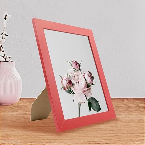 IMAGINE Ceanothe Cadre Photo Bois 18x24 cm en Bois Rouge avec Baguettes Larges et Plates - Collection Optimo - Fabriqué en France - Nail Gallerys