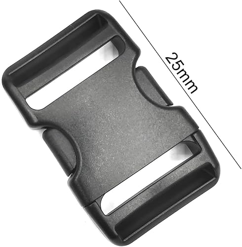 Flosfjylo Lot de 2 boucles de réglage noires - Boucle en plastique robuste - Fermeture rapide de 25 mm pour sacs à dos, sacs et ceintures - Fermeture à clic avec utilisation facile et longue durée de - Nail Gallerys