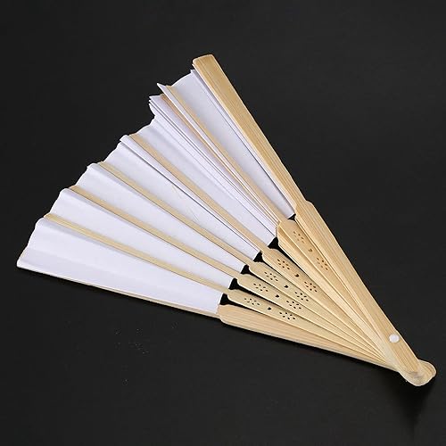KOHYUM Lot de 100 éventails pliables en papier Blanc 21 cm - Nail Gallerys