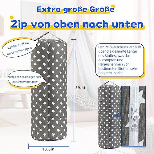LAHAQIQI Housse de pouf de rangement pour animaux en peluche pour enfants – Sacs de rangement pour jouets en peluche pour garçons et filles – Fermeture éclair sur toute la longueur – Décoration de - Nail Gallerys
