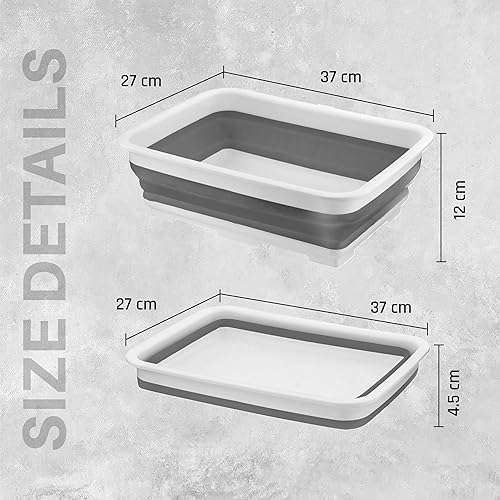 HOMESHOPA Bassine à vaisselle rectangulaire pliable, 10 litres, rangement compact, économie d'espace, bol d'évier de cuisine, portable pour camping en plein air (gris) - Nail Gallerys