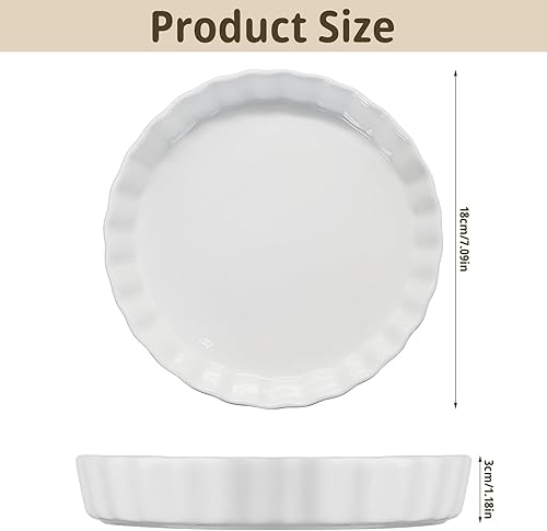 LONTOM Plat à tarte en porcelaine blanche de 18 cm, plat à quiche en céramique, plat à tarte, plat de cuisson en céramique pour tarte, quiche, pizza, pâtes, pâtisserie - Nail Gallerys