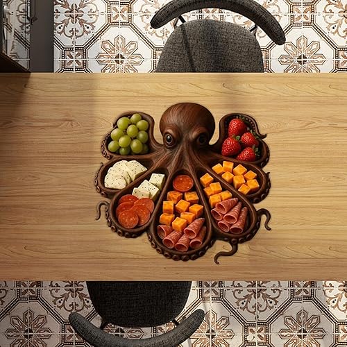 Plateau De Charcuterie De Poulpe, Plateau en Bois Forme Pieuvre, Présentation Gourmets Apéritifs Fromages Fruits De Mer Charcuterie Viandes - Nail Gallerys