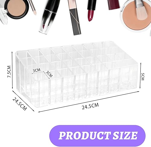 Vyanveo 36 Compartiments Rangement Rouge a Levre Rangement Gloss en Acrylique Transparent Organisateur Rouge a Levre pour Rouges à Lèvres, Pinceaux, Mascaras, Eye-liner - Nail Gallerys