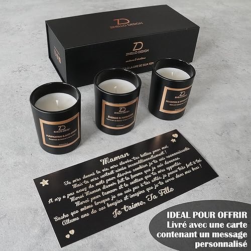 Bougies Parfumées d’Aromathérapie pour Femme, Coffret Cadeau de 3 Pots de Bougies Parfumées pour la maison, Cire de Soja Naturelle, Idéal pour la Fête des Mères, Noël, un Anniversaire. - Nail Gallerys