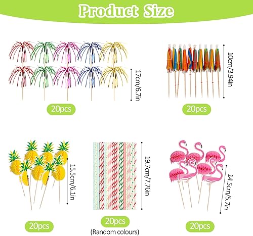 Lot de 100 parapluies à cocktail, feux d'artifice, décoration de cocktail, brochettes de décoration de boisson, bâtonnets agitateurs flamant rose, pailles pour fête d'été, mariage, bar, boisson, - Nail Gallerys
