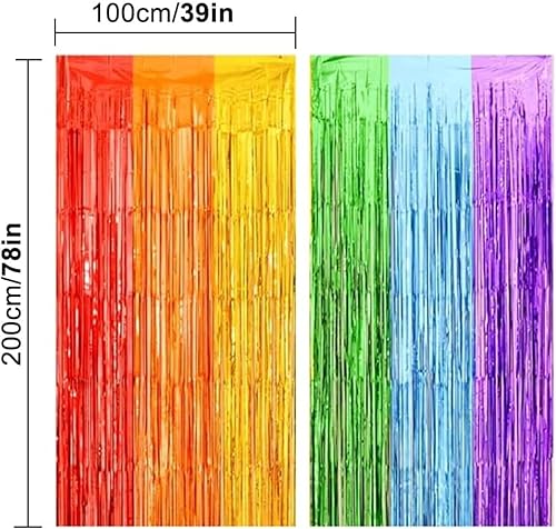 RODISHOMM Lot de 2 rideaux décoratifs à franges arc-en-ciel - Décoration de fête - Rideaux colorés en film pour carnaval, fête et fond de boîte photo - Nail Gallerys