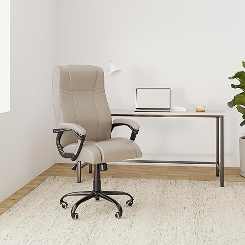 Fauteuil de Bureau Ergonomique Matador - Rembourré Revêtement en Similicuir Accoudoir - Chaise de Bureau à Roulette Réglable en Hauteur - Ch, Couleur:crème - Nail Gallerys