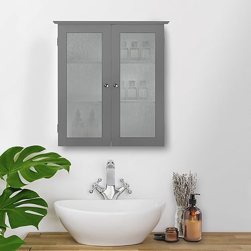 Teamson Home Placard Mural de Salle de Bain Armoire de Rangement Gris Connor EHF-581G - Nail Gallerys