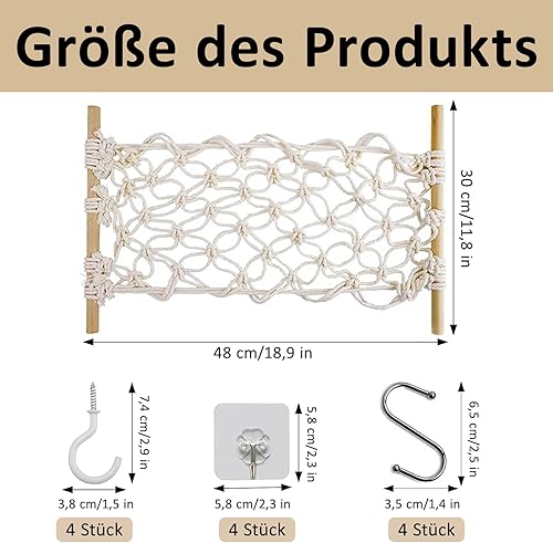 Hamac à Fruits, Filet de Fruits Tissé, Corbeille de Fruits Suspendue, Hamac pour Fruits et Légumes, Hamac à Fruits pour Cuisine, Avec Crochets, Panier de Rangement Mural pour Fruits - Nail Gallerys