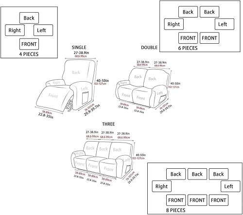 Morbuy Housse de Fauteuil Relax Extensible avec Poche Latérale, 1/2/3 Places Lavable Doux Housse de Canapé Antidérapante pour Fauteuil Inclinable de Relaxation et de Massage (Gris,1 Place) - Nail Gallerys