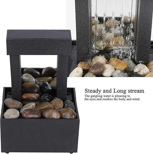 Zerodis Fontaine de Table, Fontaine d'eau d'intérieur à LED USB Fontaine de Table en Cascade éclairée avec des Pierres pour la décoration de Bureau - Nail Gallerys