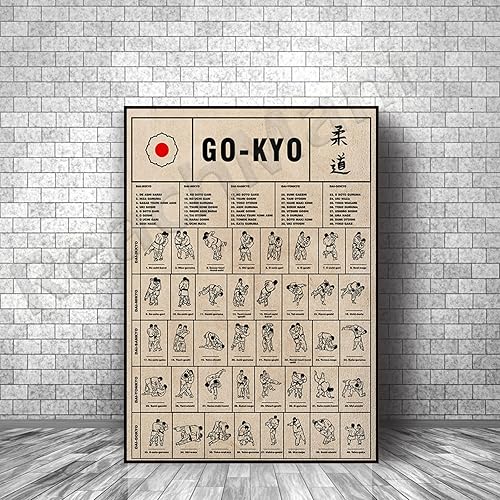 TANYANG Affiche Vintage Go-Kyo, Affiche De Judo, Idée De Cadeau De Judo, Cadeau De Judo, Décoration D’Art Mural De Judo, Impression De Judo, Cadeau Pour Les Amateurs De Judo 50X70Cm Sans Cadre - Nail Gallerys