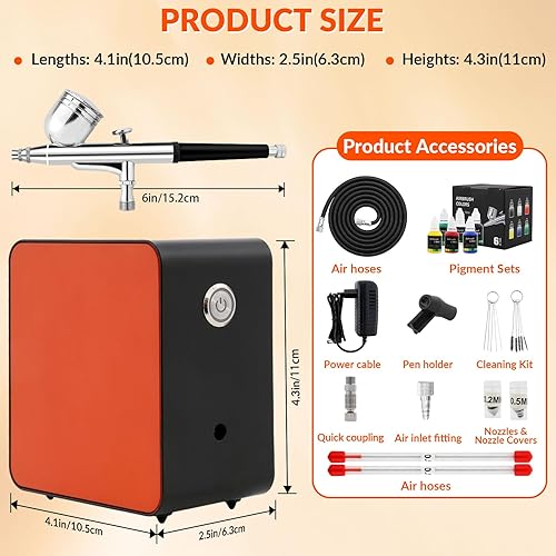 Compresseur Aerographe Complet Kit avec Peinture Acrylique, Kit Aérographe Double Action avec Démarrage et Arrêt Automatiques Compresseu pour Nail, Peinture, Modelisme, Tatouage, Maquillage, Gâteaux - Nail Gallerys