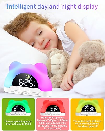 PERMUST Réveil Enfant Éducatif Jour/Nuit, Horloge Enfant, Réveil Lumineux - Nail Gallerys