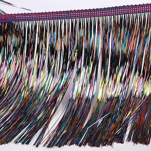 Guirlande métallique à franges en polyester brillant - 15 cm de large - 10 m de long - Pour accessoires de costume, décoration de fête de Noël - Nail Gallerys