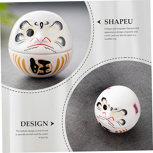 Muzrunq Daruma Doll, 2, 4 Pouces décorative en céramique Japonais poupée, Mignonne Statue Japonaise pour Bonne Chance - Nail Gallerys