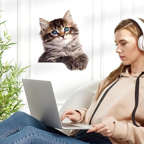 Autocollant Fenêtre Animal, Stickers Muraux Chats | Autocollants de Fenêtre Visuels de Chat Double Face | Autocollant PVC Imperméable, Autocollant de Toilette de la Saint-Valentin Affiche Chat pour - Nail Gallerys