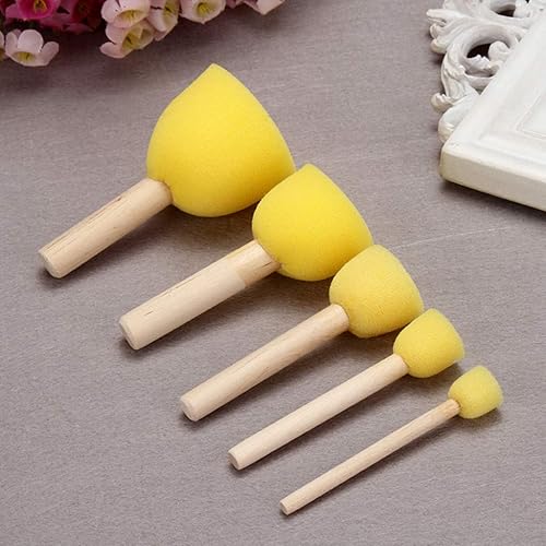 Lot de 5 pinceaux éponge en mousse avec manche en bois pour enfants - Nail Gallerys