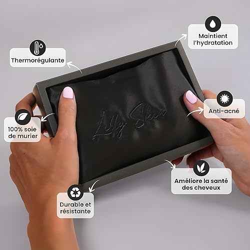 Taie Oreiller Soie Lilly Skin - Housse de Coussin en Soie de Mûrier Naturelle - Doux, Hypoallergénique, Thermorégulant, Anti-acné, Anti-âge - Rectangulaire - 70 x 50 cm - Blanc - x2 - Nail Gallerys
