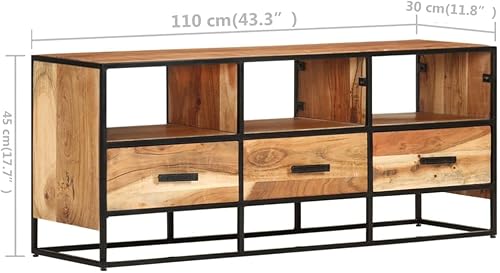 WKIEQACO Centres de divertissement et meubles TV, meuble TV 110 x 30 x 45 cm en bois d'acacia massif - Nail Gallerys