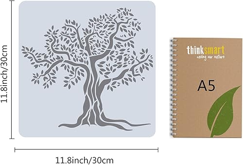 GORGECRAFT Arbre de Vie Pochoir Modèle Grand 11.8x11.8 Pouce Signe Réutilisable Décor à la Maison pour la Peinture sur Bois Mur Scrapbook Carte Dessin au Sol - Nail Gallerys