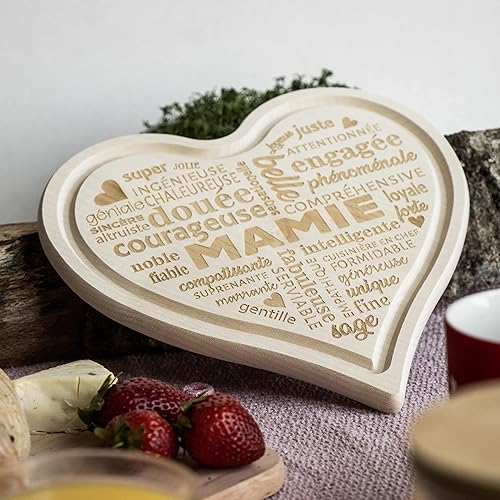 Spruchreif | Planche à Découper Gravée en Bois | Planche à Servir | Cadeau Mamie | Cadeau Grand- Mère | Fête des Mères | Planche de Petit-Déjeuner en Forme de Cœur | Accessoire de Cuisine - Nail Gallerys