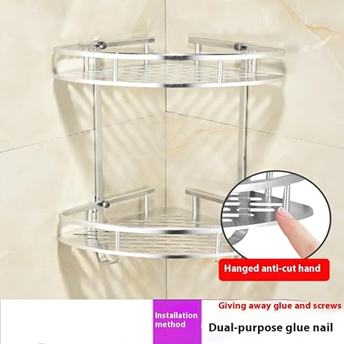 antirouille Caddy de Douche étagère，Coin Douche Caddy, 2 niveaux de salle de bain d'angle de panier ，Antique Double Coin Salle De Bains Étagère pour maintenir Savon Shampooing nettoyant visage - Nail Gallerys