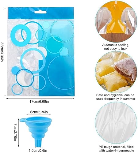 (100 pièces) Ice Cube Sacs jetables,avec Entonnoir en Silicone,Ausage Unique Sacs a Glace,A glacons Outil de Boisson D'Ete - Nail Gallerys