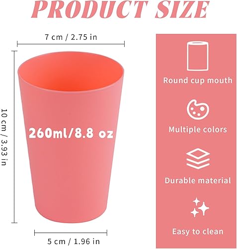 RETON Lot de 36 gobelets réutilisables en plastique rigide pour enfants, 260 ml, multicolores - Gobelets de fête en plastique durable pour pique-nique, barbecue, camping, plage, voyage (12 couleurs) - Nail Gallerys