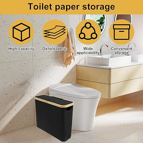 Rangement de papier toilette avec fenêtre latérale - Grand panier à rouleaux de papier toilette avec couvercle - Support de rangement pour rouleaux de papier toilette - Boîte de rangement étroite pour - Nail Gallerys